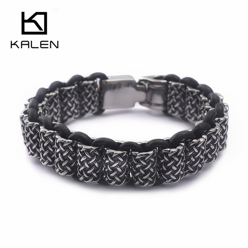 Men Accessories Bd - KALEN Vintage czarne skórzane bransoletki Link