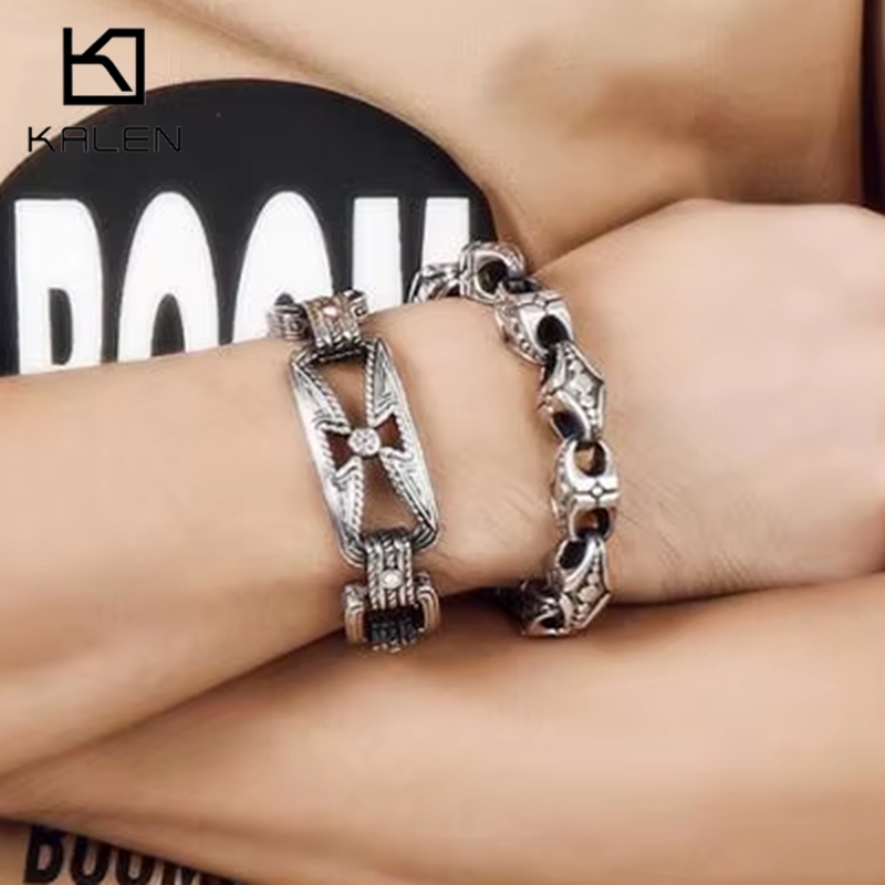 Men Accessories Bd - KALEN Punkowa Bransoletka Męska Krzyżowa Stal