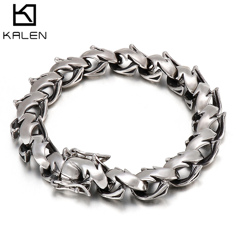 Men Accessories Bd - KALEN polerowana masywna bransoletka męska unikalne