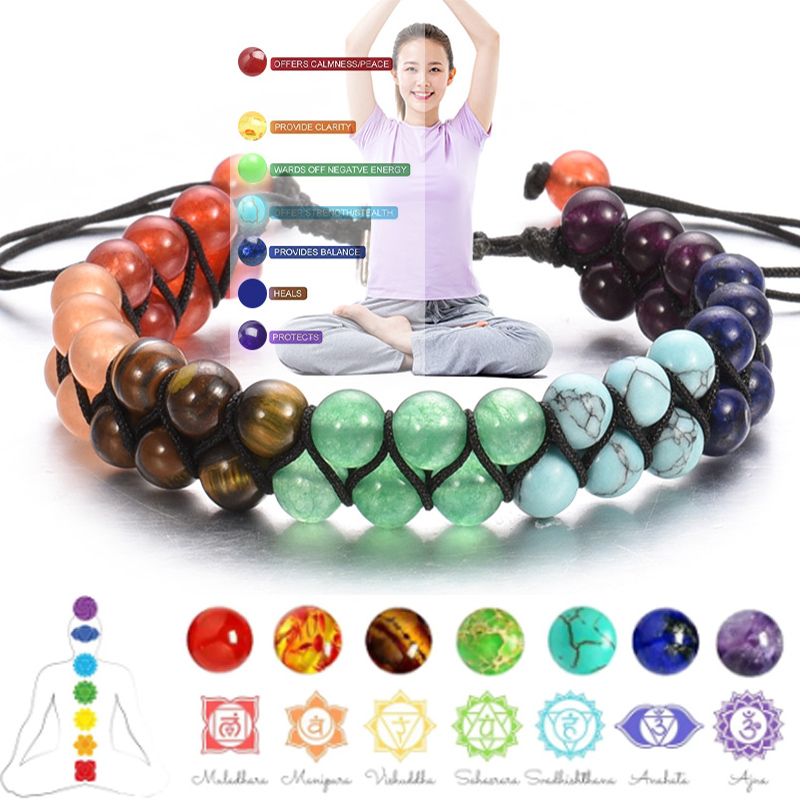 Men Accessories India - Dwuwarstwowe 7-czakrowe bransoletki dla kobiet Mężczyźni