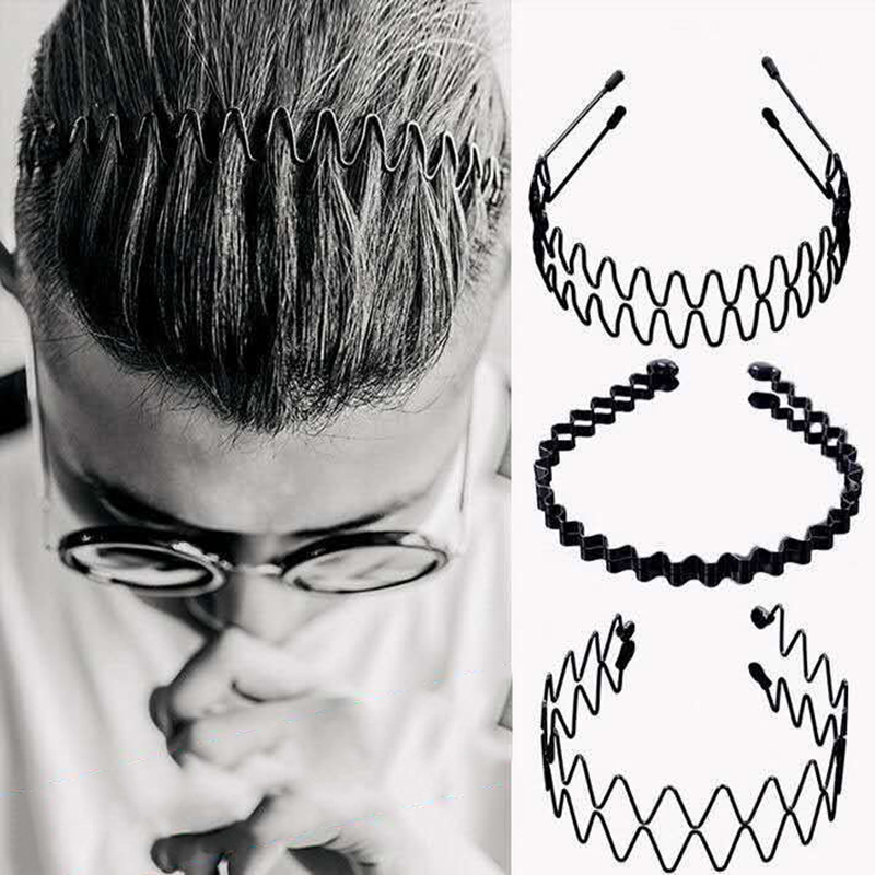 Men Accessories Earrings - Unisexowa metalowa falista opaska do włosów