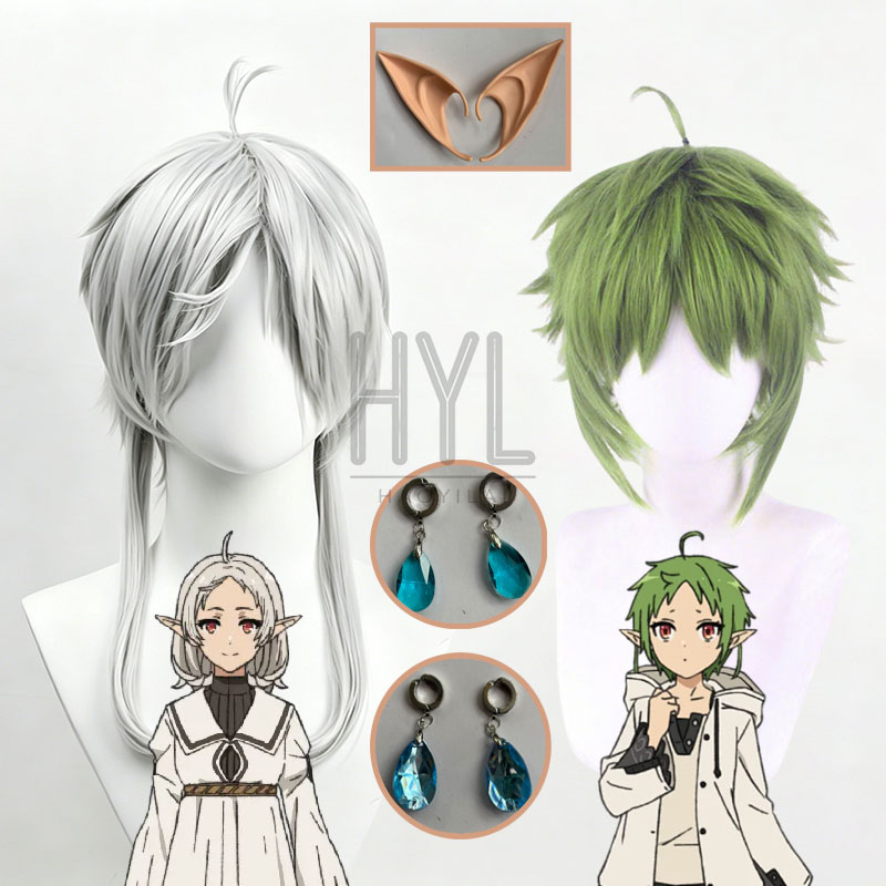 Men Accessories Earrings - Peruka do cosplay anime Sylphiette, zielono-biała,