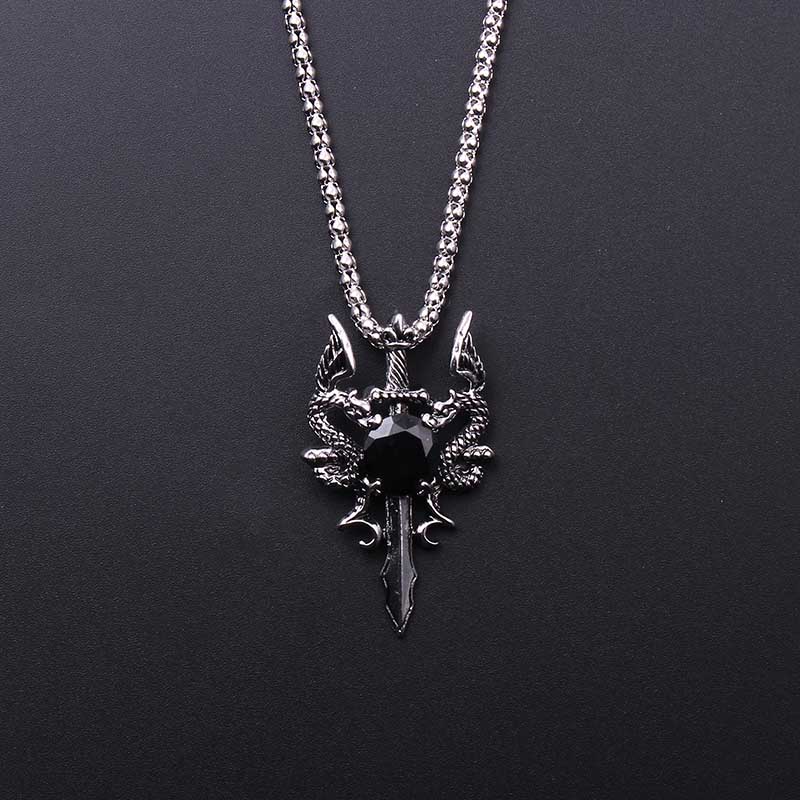 Men'S Accessories And Jewelry - Naszyjnik Krzyż z Czarnym Kamieniem i