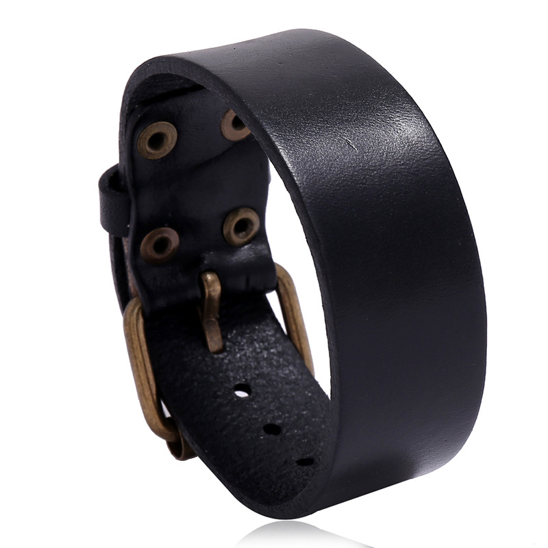 Men Accessories Pk - Minimalistyczna męska bransoletka z prawdziwej skóry