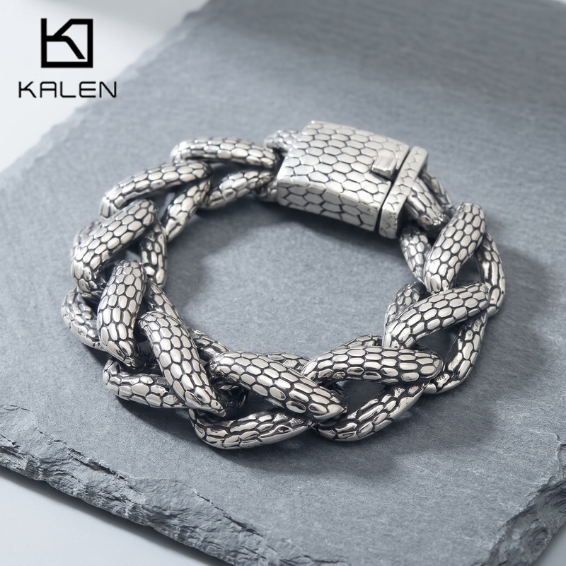 Men Accessories Bd - Bransoletka męska Kalen ze skóry węża,